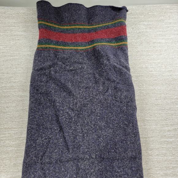 Vintage Woolrich Blanket Throw 61" x 50" Blue Red Striped Wool Made in USA - Picture 1 of 10